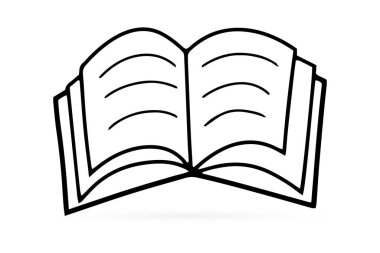 Karalama kitabı simgesi beyaza izole edildi. Eğitim sembolünü özetle. Okul için çizim şablonu vesaire. Vektör stok illüstrasyonu