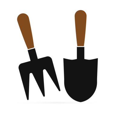 Karalama bahçe aletleri simgesi beyaza izole edildi. Vektör stok illüstrasyonu