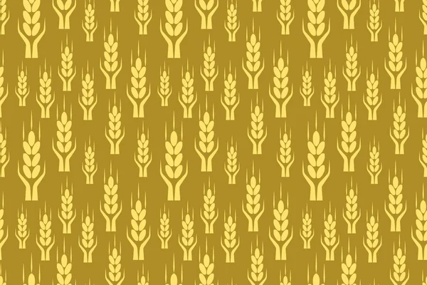 小麦のスパイク 穀物植物のシルエット 小麦のパターン テンプレートベクトル ベクターストックイラスト — ストックベクタ