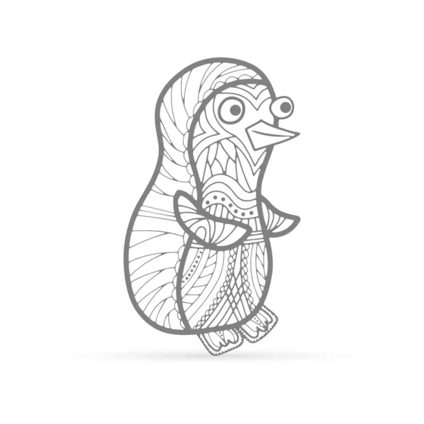 Ikona Małego Pingwina Odizolowana Białym Ręcznie Narysowana Linia Sztuki Szkic — Wektor stockowy