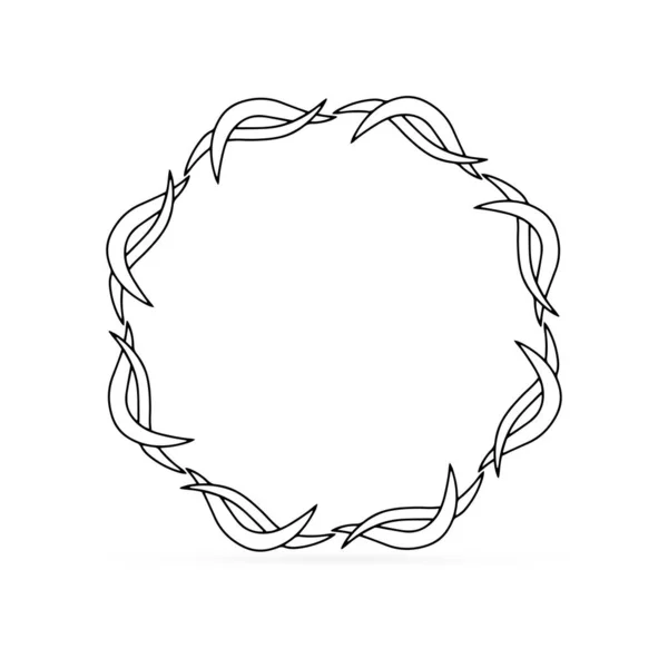 白色上孤立的涂鸦花环图标 为设计勾勒出抽象的叶子或波浪框架 手摇手摇艺术线 示意图矢量存量说明 — 图库矢量图片