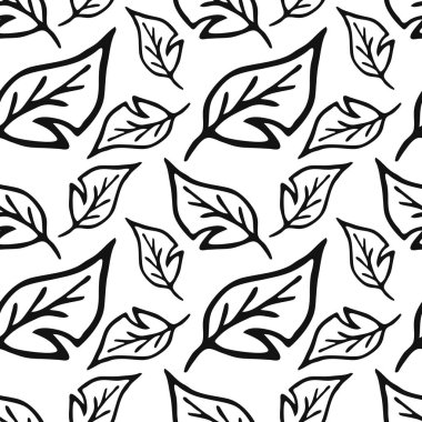 Karalama yaprağı deseni beyaza izole edilmiş. El çizimi sanatı. Vektör stok illüstrasyonu