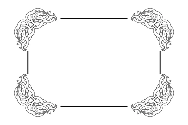 Doodle Eleganz Rand Symbol Isoliert Auf Weiß Umriss Blattrahmen Für — Stockvektor