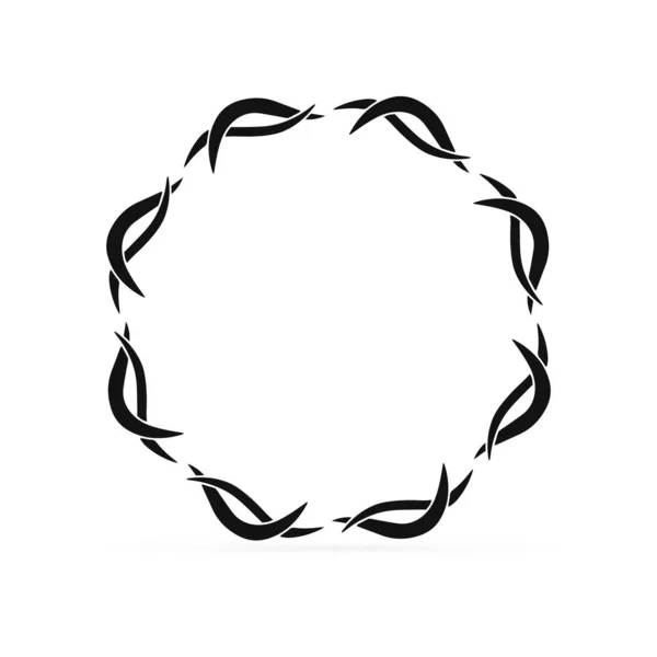 白色上孤立的涂鸦花环图标 用于设计的抽象叶框或波框 手摇的艺术 矢量存量说明 — 图库矢量图片