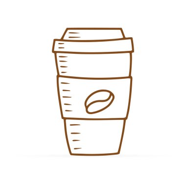 Kahve fincanı ikonu izole edilmiş. Bir bardak dolusu sıcak içki, lütfen. El çizimi sanatı. Kahve evi logosu, etiket, ikon, rozet tasarımı. Vektör hisse senedi çizimi. EPS 10