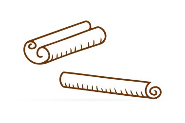 Doodle tarçın ikonu beyaza izole edilmiş. El çizimi sanatı. Ana hatlarıyla yemek. Sketch vektör stok çizimi