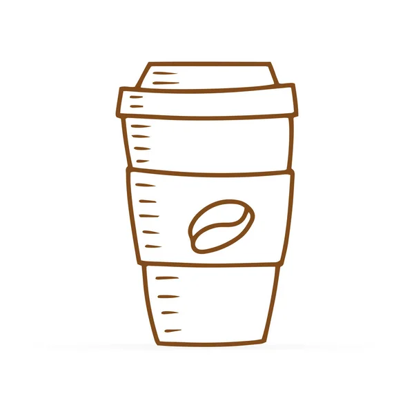 Doodle Koffiekop Pictogram Geïsoleerd Whote Beker Mok Met Warme Drank — Stockvector