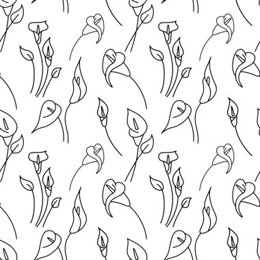 Zambaklar beyaz renkte izole edilmiş. Çizim çiçeği. El çizimi sanatı. Taslak vektör stok çizimi. EPS 10