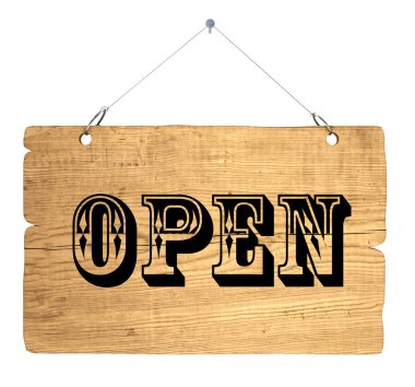 Açık ahşap işareti zinciri ile 