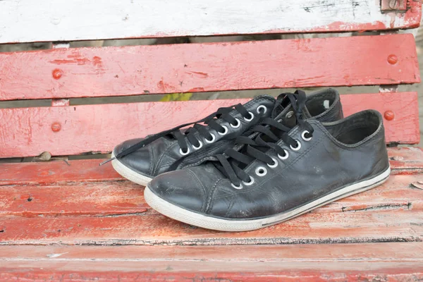 Siyah Tuval Ayakkabı — Stok fotoğraf