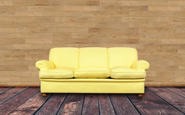 Yellow sofa in vintage room