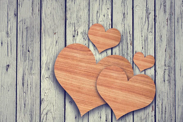 Two wooden heart on wood — Stock Photo, Image