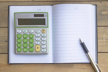 calculator on notebook 