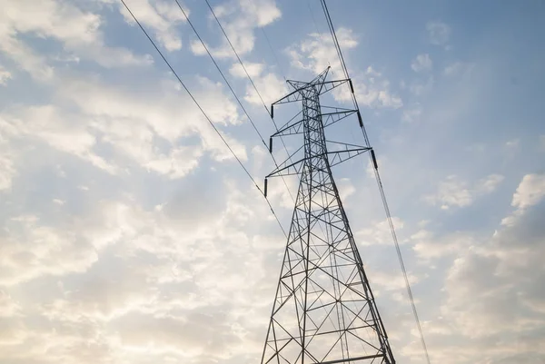 Electric pole with cloud sky — Stock Photo, Image