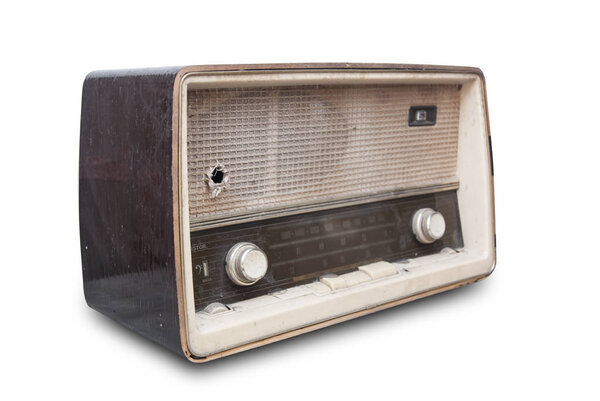 Old radio isolate on white background