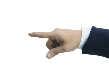 Beyaz üzerine işaret eden el izole