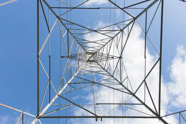 High voltage pole from under — Stock Photo, Image