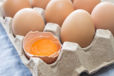 Bir kutu içinde bir açılan yumurta 