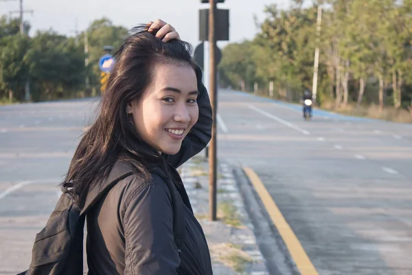 Portrait of asian women on the road — Stock Photo, Image