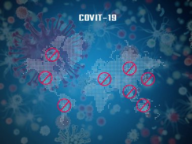 Coronavirus COVIT-19. Ölümcül virüs türü 2019-nCoV. Salgın, Seyahat Uyarısı kavramı