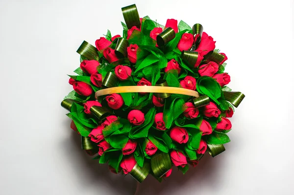 Bouquet of paper flowers with chocolates inside — Stock Photo, Image