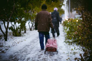Kentsel peyzaj zemin üzerine ilk kar