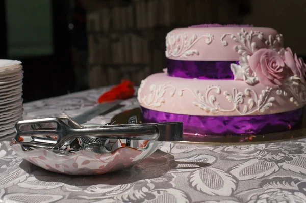 Gâteau Mariage Outils Pour Couper — Photo