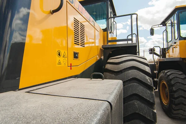 Grävmaskin Loader Maskin Sidovy Främre Hoe Loader Industriella Fordon Tung — Stockfoto