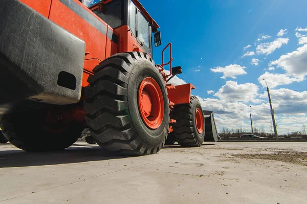 Grävmaskin Loader Maskin Sidovy Främre Hoe Loader Industriella Fordon Tung — Stockfoto