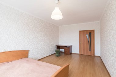 Rusya, Moskova... 11 Haziran 2019: iç oda dairesi. Yurtta standart onarım dekorasyonu