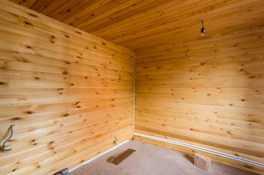 Rusya, Moskova... 12 Haziran 2019: iç oda dairesi. Yurtta standart onarım dekorasyonu