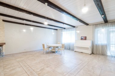 Rusya, Moskova... 12 Haziran 2019: iç oda dairesi. Yurtta standart onarım dekorasyonu