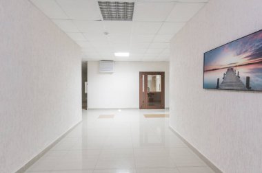 Russia, Moscow- July 05, 2019: interior room apartment. standard repair decoration in hostel. public place, staircase