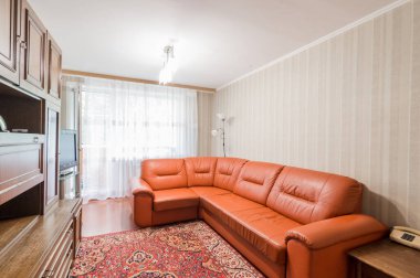 Rusya, Moskova - Temmuz 05, 2019: iç oda dairesi. Yurtta standart onarım dekorasyonu