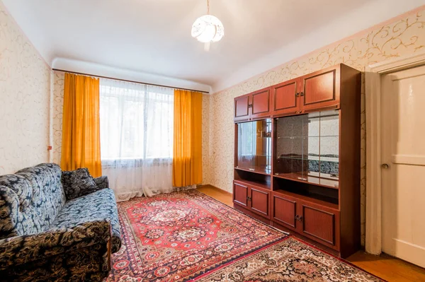 Russia, Moscow- August 05, 2019: interior room apartment decrepit old careless not modern setting. cosmetic repairs required