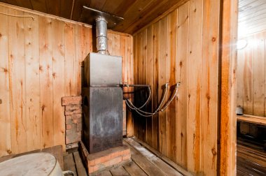 Rusya, Moskova... 25 Ağustos 2019: iç oda dairesi. Hamam, sauna