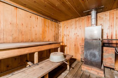 Rusya, Moskova... 25 Ağustos 2019: iç oda dairesi. Hamam, sauna