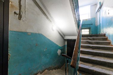 Rusya, Moskova - 10 Ekim 2019: İç mekan, merdiven