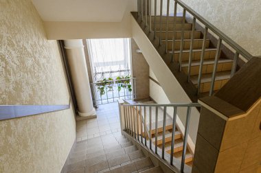 Russia, Omsk- October 18, 2019, 2019: interior room apartment. public place, porch. doors, walls, corridors