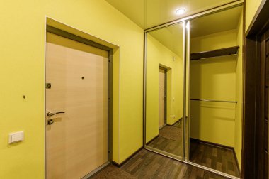 Rusya, Moskova... 19 Ekim 2019: İç mekan dairesi modern, parlak, rahat atmosfer. Genel temizlik, ev dekorasyonu, satılık ev hazırlığı.