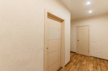 Rusya, Moskova... 05 Aralık 2019: İç mekan dairesi modern, parlak, rahat atmosfer. Genel temizlik, ev dekorasyonu, satılık ev hazırlığı.