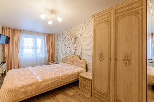 Ryssland Moskva December 2019 Interiör Lägenhet Modern Ljus Mysig Atmosfär — Stockfoto