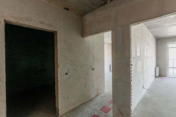 Rusia Moscú Enero 2020 Habitación Interior Apartamento Reparación Áspera Para — Foto de Stock