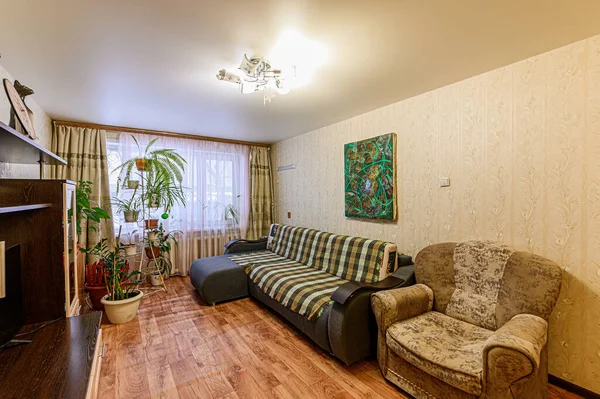 Rusia Moscú Enero 2020 Habitación Interior Apartamento Moderno Ambiente Acogedor —  Fotos de Stock
