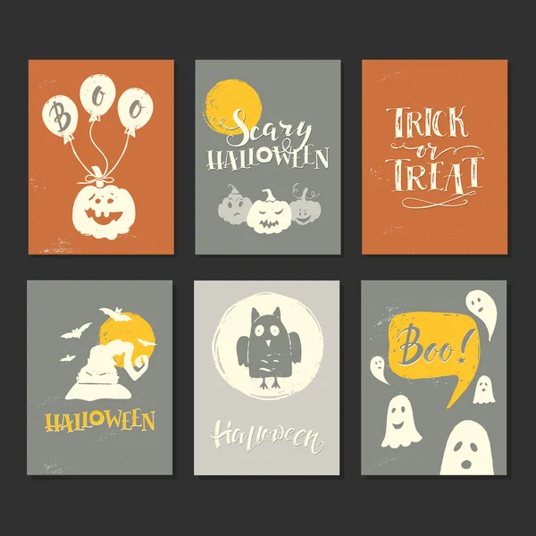 Ensemble de cartes Halloween — Image vectorielle