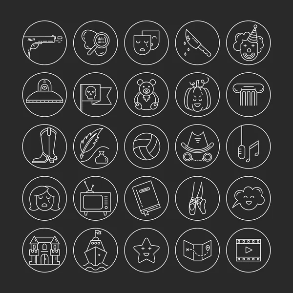 Género de cine icono conjunto — Vector de stock