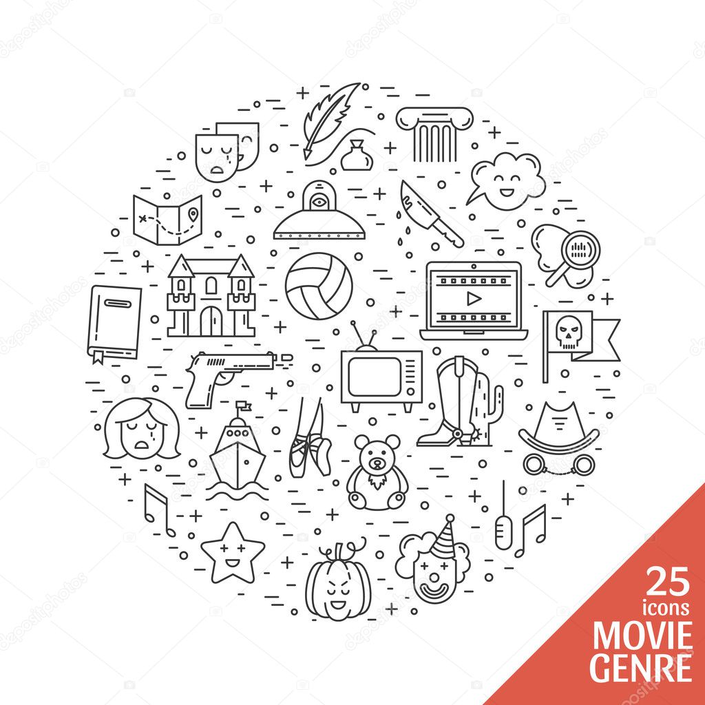 Film genre icon set