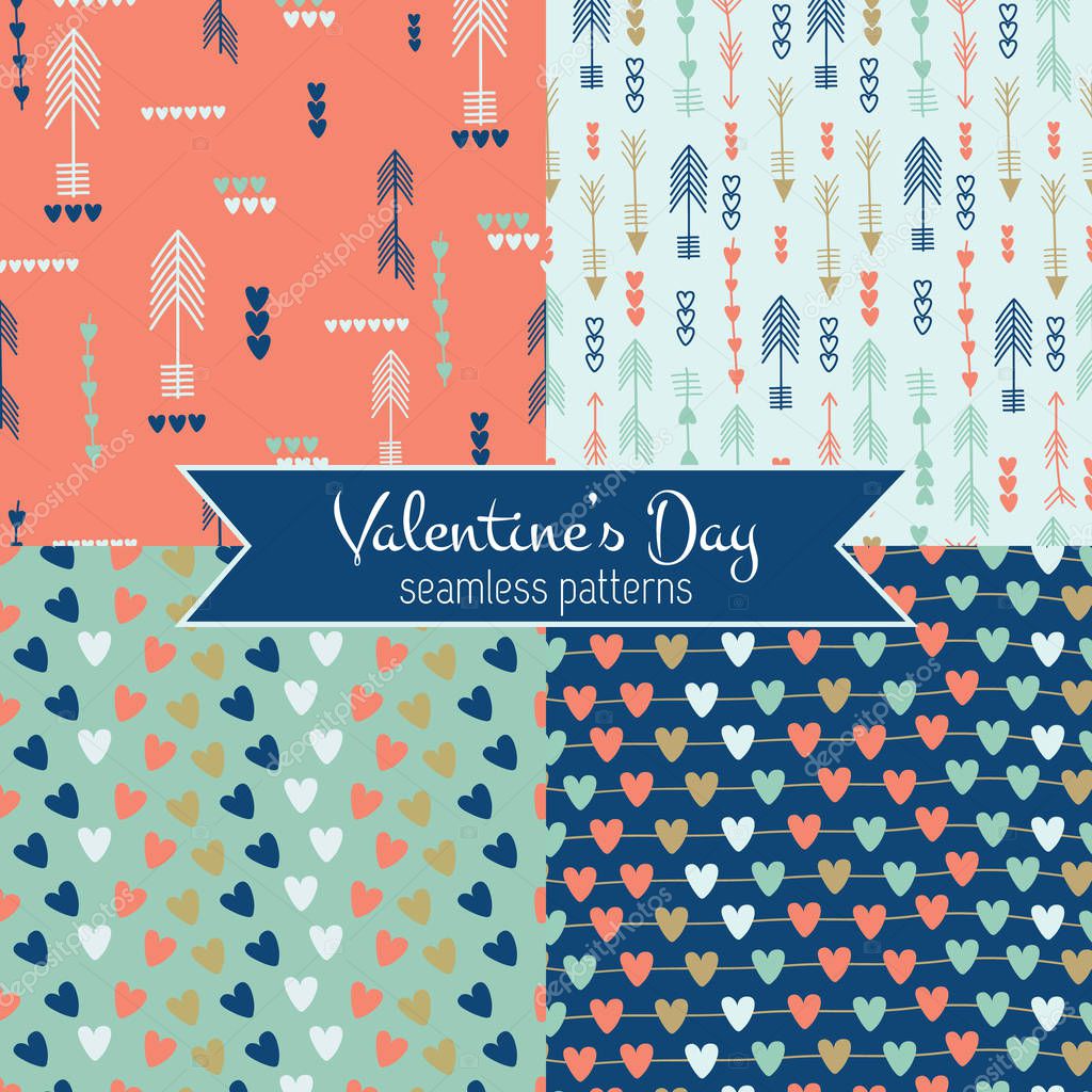 Valentines Day seamless patterns