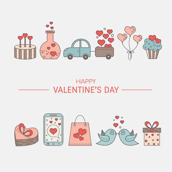San Valentín símbolos del día — Vector de stock