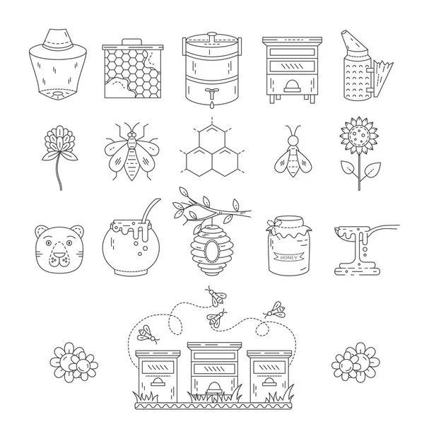 Arı kovanı satır Icons set